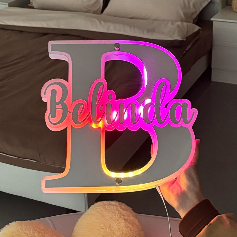 Personalized Alphabet Mirror with Name LED neon sign product image