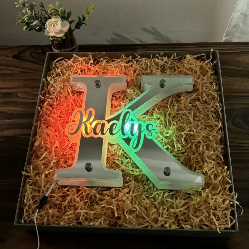 Personalized Alphabet Mirror with Name LED neon sign product image