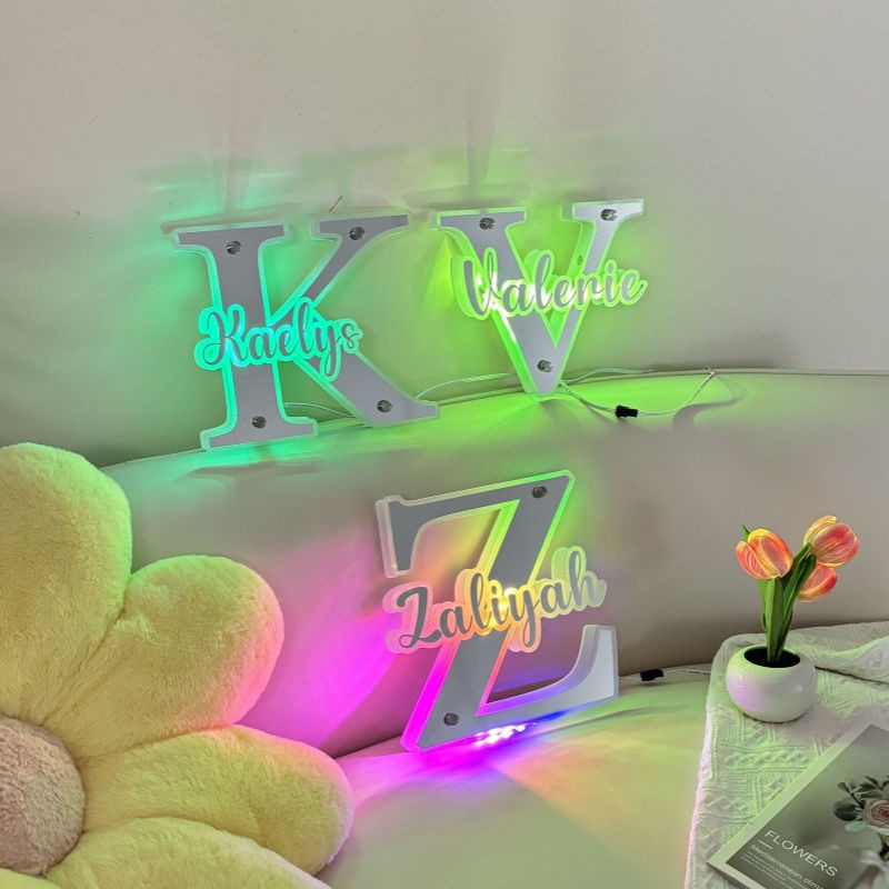 Personalized Alphabet Mirror with Name LED neon sign product image