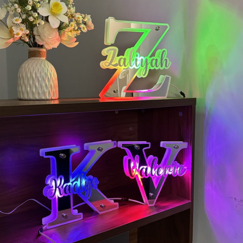 Personalized Alphabet Mirror with Name LED neon sign by NeonCS
